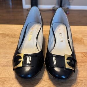 Anne Klein Black Flats with Gold Accent